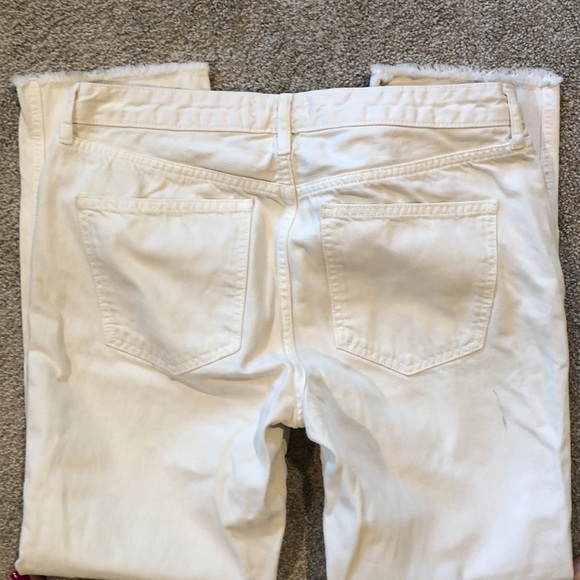 We the Free cream color jean crop ankle fringe hem straight leg denim 28 - Picture 5 of 6